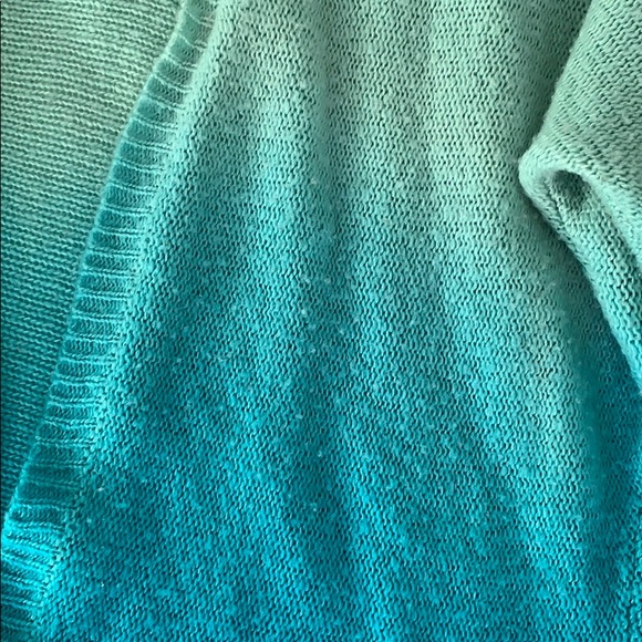 Forever 21 | Ombré Aqua Teal Blue Gradient Fade Open Sweater Medium Cardigan - Picture 6 of 8